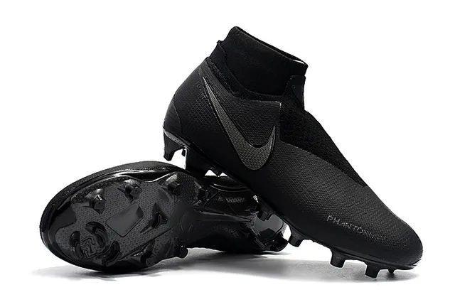 Nike Black High-Cut Sock-Fit Collar Textured Synthetic Upper Firm-Ground Soccer Shoes 9