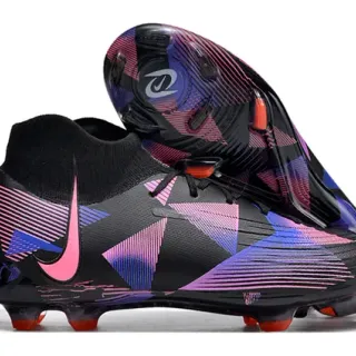 Nike Chaussures de Football Noir Multicolore Col à Coupe Élevée Ajustement Chaussette Terrain Ferme