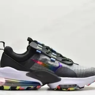 حذاء نايك أسلوب حياة أسود متعدد الألوان طبقة قفص متداخل قوس قزح قزحي السحر Swoosh