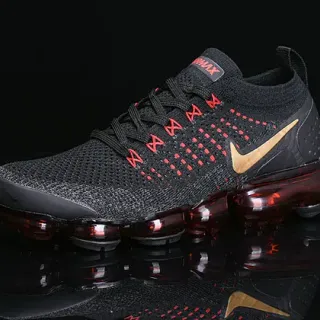 Nike काला लाल Flyknit ऊपरी दृश्यमान वायु कुशनिंग दौड़ने के जूते