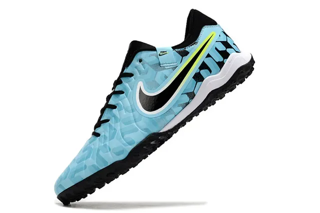 Nike Azul Negro Parte Superior Sintética Texturizada Padrão Hexagonal Embossado Sapatos de Futebol Turf 3