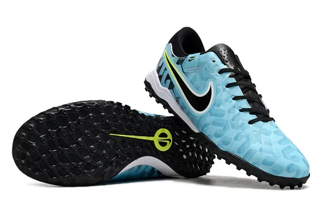 Nike Azul Negro Parte Superior Sintética Texturizada Padrão Hexagonal Embossado Sapatos de Futebol Turf 4