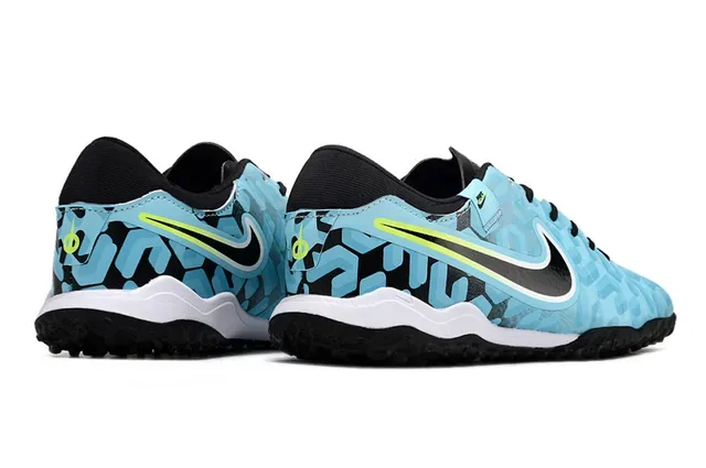 Nike Azul Negro Parte Superior Sintética Texturizada Padrão Hexagonal Embossado Sapatos de Futebol Turf 5