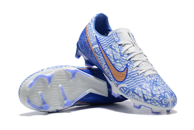 Nike Chaussures de football bleu orange à crampons moulés, tige graphique, pour terrain ferme 6