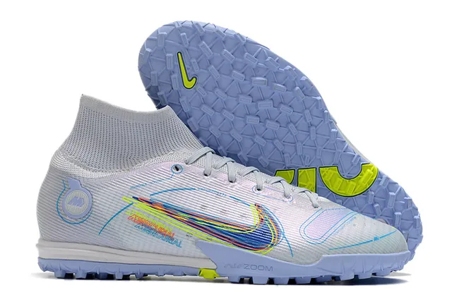 Nike Azul Laranja Colar de meias Sola translúcida Sapatos de futebol turf 6