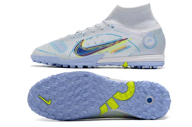 Nike Azul Laranja Colar de meias Sola translúcida Sapatos de futebol turf 7