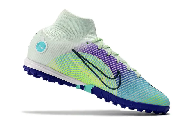 Nike Azul Laranja Colar de meias Sola translúcida Sapatos de futebol turf 16