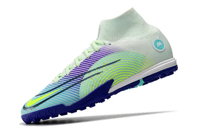 Nike Azul Laranja Colar de meias Sola translúcida Sapatos de futebol turf 17