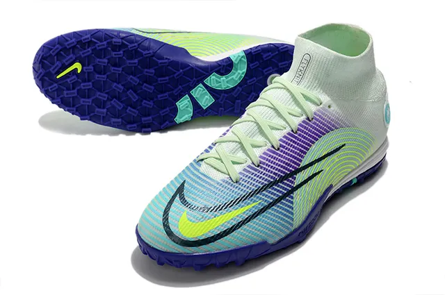 Nike Azul Laranja Colar de meias Sola translúcida Sapatos de futebol turf 18