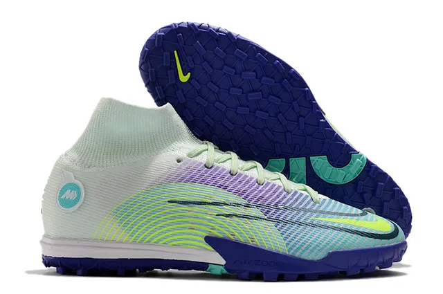 Nike Azul Laranja Colar de meias Sola translúcida Sapatos de futebol turf 20