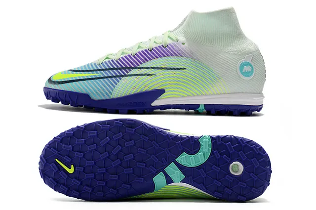 Nike Azul Laranja Colar de meias Sola translúcida Sapatos de futebol turf 21