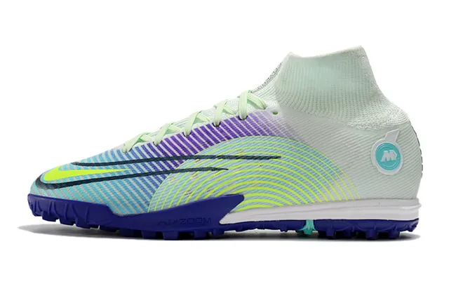 Nike Azul Laranja Colar de meias Sola translúcida Sapatos de futebol turf 22