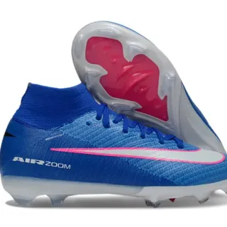 Nike Blue Pink High-Cut Knit Upper Sock-Fit Collar Firm-Ground Soccer Shoes