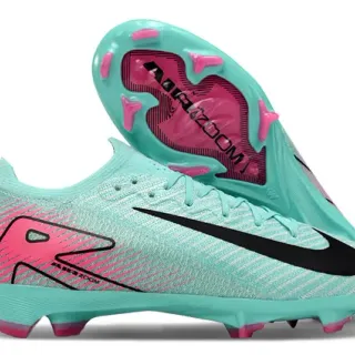 Nike Bleu Rose Coupe Basse Tissu Tricoté Supérieur Picots Coniques Terrain Firme Chaussures de Football