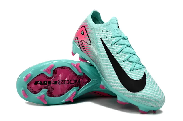 Nike Blue Pink Low-Cut Knit Upper Conical Studs Firm-Ground Soccer Shoes 3