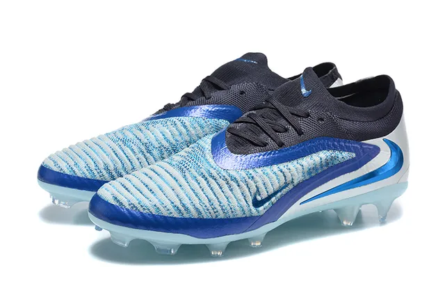 Nike chaussures de football bleu à empeigne en tricot transparent avec lacets asymétriques pour terrain ferme 8