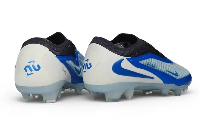 Nike Blue White Knit Upper Integrated Cage Overlay Firm-Ground Soccer Shoes 5