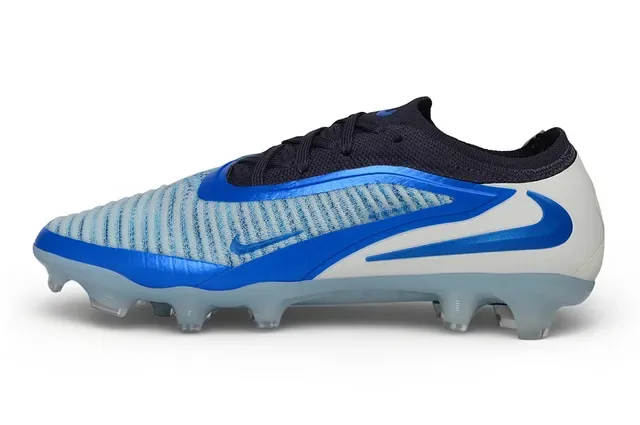 Nike Blue White Knit Upper Integrated Cage Overlay Firm-Ground Soccer Shoes 7