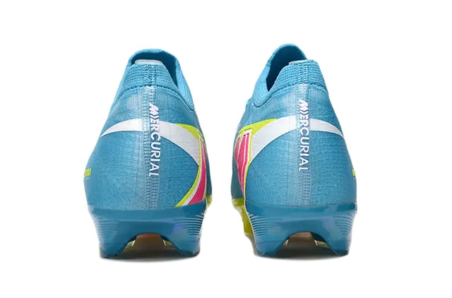 Nike Chaussures de Football Bleu et Jaune avec Upper en Knit, Plaque de Talon Transparente et Semelle Firm-Ground 4