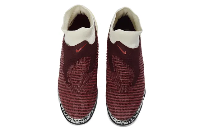 Nike Sapatos de futebol turf com upper de malha ajustável ao tornozelo baixo collar de tornozelo burdeos bege 2