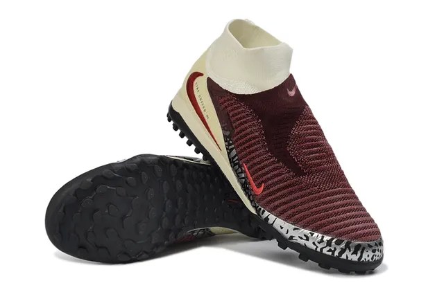 Nike Sapatos de futebol turf com upper de malha ajustável ao tornozelo baixo collar de tornozelo burdeos bege 3