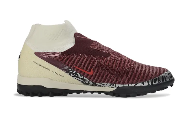 Nike Sapatos de futebol turf com upper de malha ajustável ao tornozelo baixo collar de tornozelo burdeos bege 7