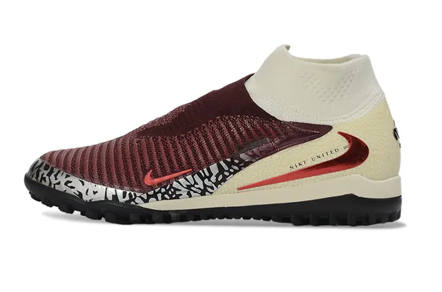 Nike Sapatos de futebol turf com upper de malha ajustável ao tornozelo baixo collar de tornozelo burdeos bege 8