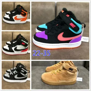 Nike Court Borough Black Orange حذاء رياضي لايف ستايل عالي مع كم مبطن