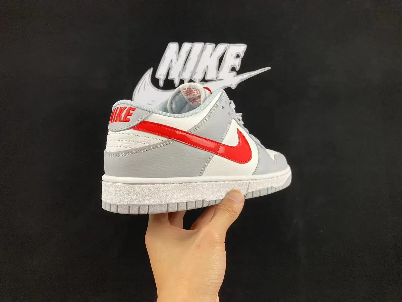 Nike Dunk Low Gray White Red Lifestyle Sneakers 6