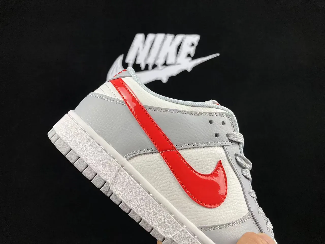 Nike Dunk Low Gray White Red Lifestyle Sneakers 7