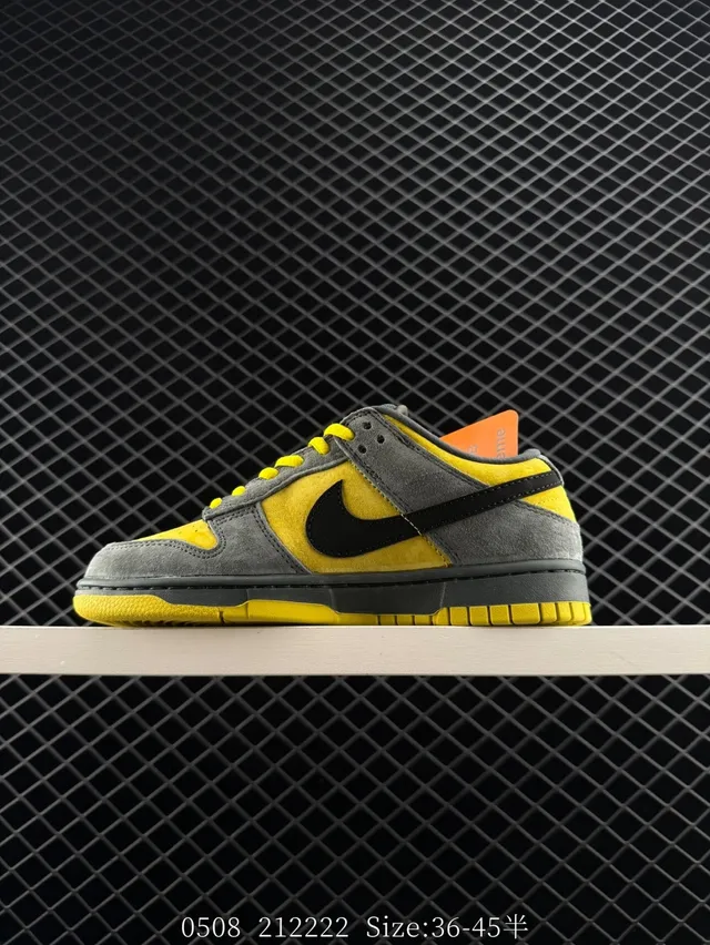 Nike Dunk Low Gray Yellow Suede Upper Skateboard Shoes 4