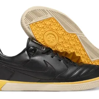 Nike Gato Black Yellow Quilted Leather Upper Low-Top Lace-Up Sneakers
