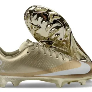 Nike Chaussures de football doré blanc finition métallique tige synthétique côtelée terrain ferme