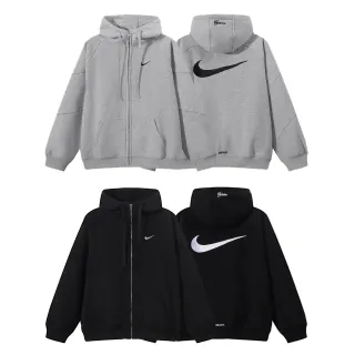 Nike Gray Black Full-Zip Raglan Sleeve Hoodie