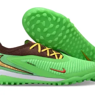 Nike Vert Marron Knit Upper Molded TPU Cage Turf Chaussures de football