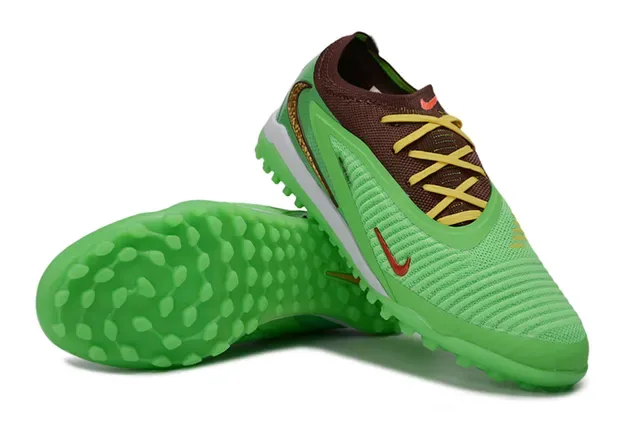 Nike أخضر بني Knit Upper Molded TPU Cage Turf أحذية كرة القدم 12