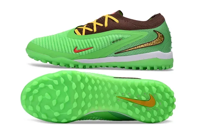 Nike أخضر بني Knit Upper Molded TPU Cage Turf أحذية كرة القدم 14