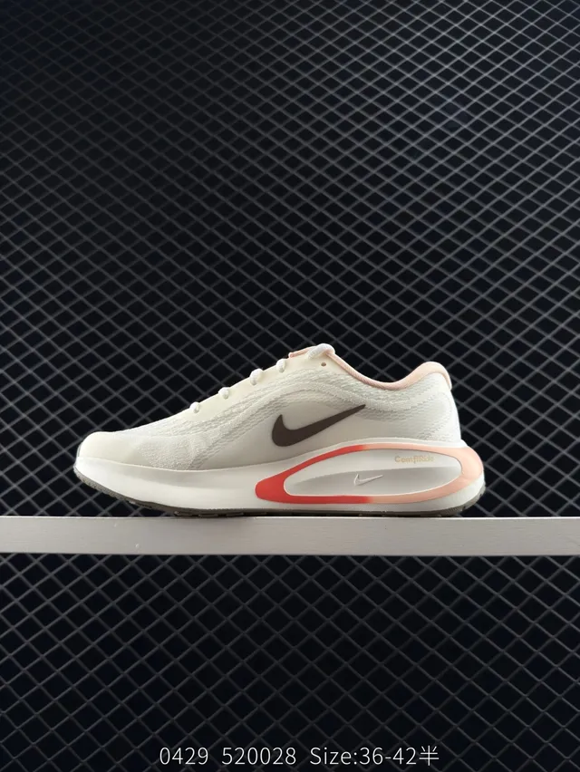 Nike Journey Run 2024 White Red Engineered Knit Upper Wave-Shaped Cushioning Running Shoes 5