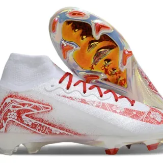 Nike Mercurial Superfly Blanc Rouge Floral Iridescent Terrain Ferme Chaussures de football