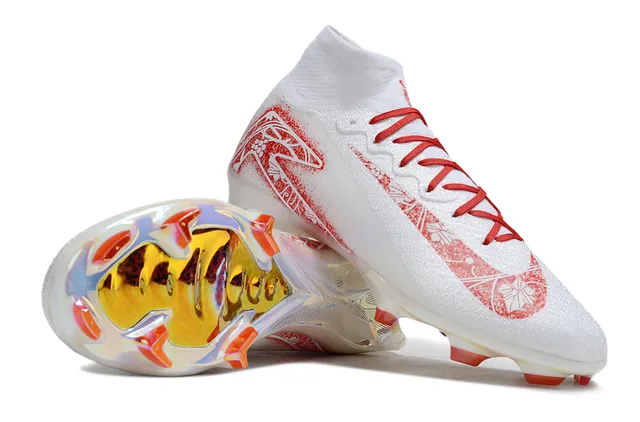 Nike Mercurial Superfly Blanc Rouge Floral Iridescent Terrain Ferme Chaussures de football 4