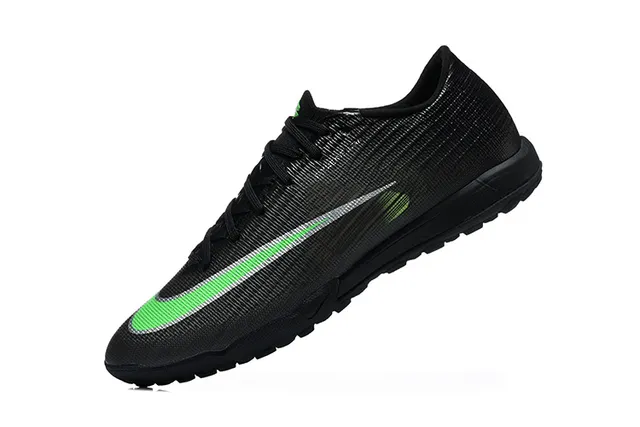 Nike Mercurial Vapor Black Green Low-Cut Flyknit Upper Turf Soccer Shoes 4