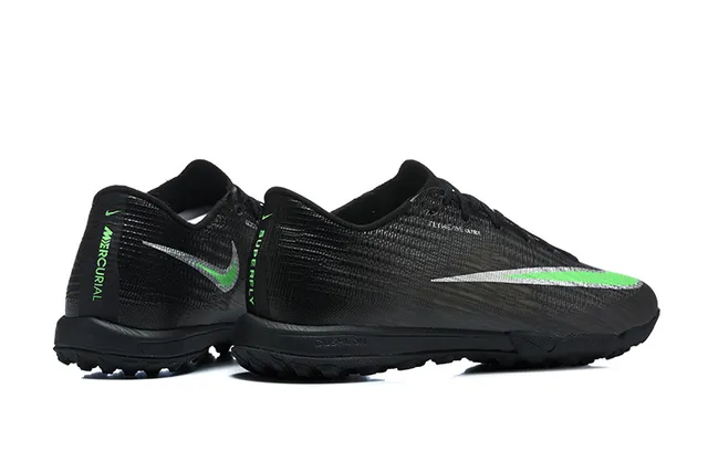 Nike Mercurial Vapor Black Green Low-Cut Flyknit Upper Turf Soccer Shoes 5