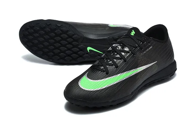 Nike Mercurial Vapor Black Green Low-Cut Flyknit Upper Turf Soccer Shoes 6