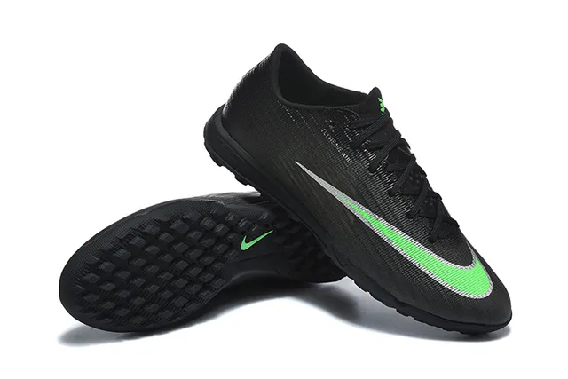 Nike Mercurial Vapor Black Green Low-Cut Flyknit Upper Turf Soccer Shoes 7