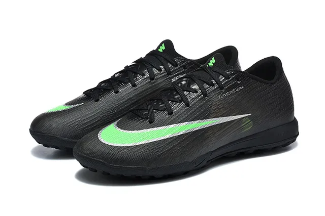 Nike Mercurial Vapor Black Green Low-Cut Flyknit Upper Turf Soccer Shoes 8