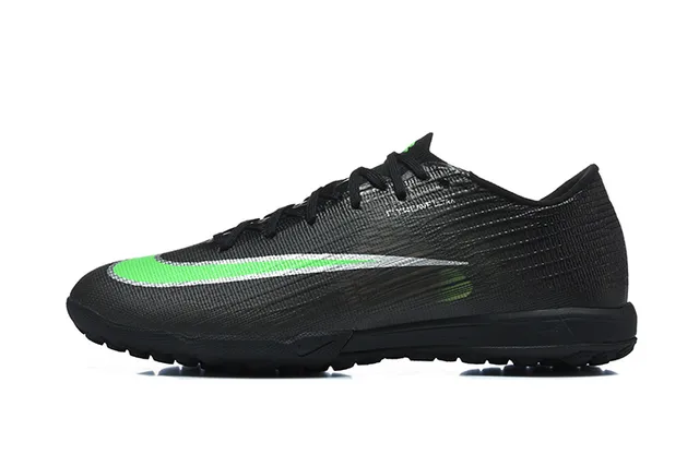 Nike Mercurial Vapor Black Green Low-Cut Flyknit Upper Turf Soccer Shoes 10