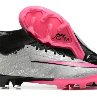Nike Mercurial Vapor Cinza Rosa High Top Upper Sintético Texturizado Sapatos de Futebol para Gramado Firme