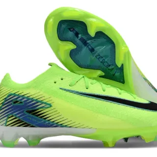 Nike Mercurial Vapor Haut en Tricot Vert Bleu Néon Lime Noir Swoosh Overlay Terrain Ferme Chaussures de Football