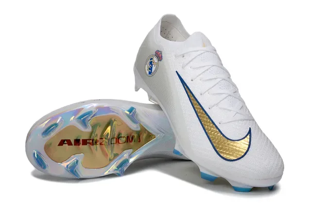 Nike Mercurial Vapor Real Madrid Blanco Dorado Azul Firm-Ground Zapatos de Fútbol 4