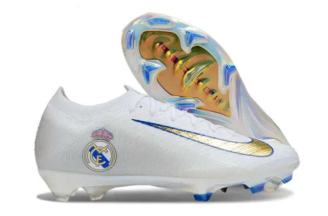 Nike Mercurial Vapor Real Madrid Blanco Dorado Azul Firm-Ground Zapatos de Fútbol 8